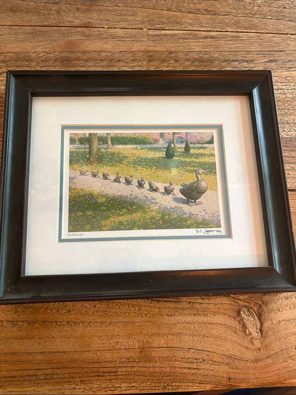 Framed Ducklings Print in Black Frame